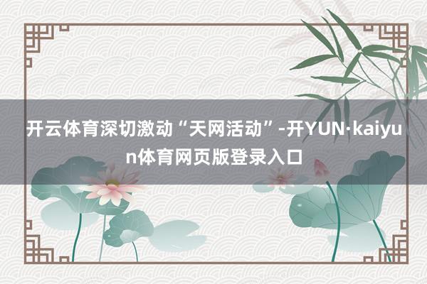 开云体育深切激动“天网活动”-开YUN·kaiyun体育网页版登录入口
